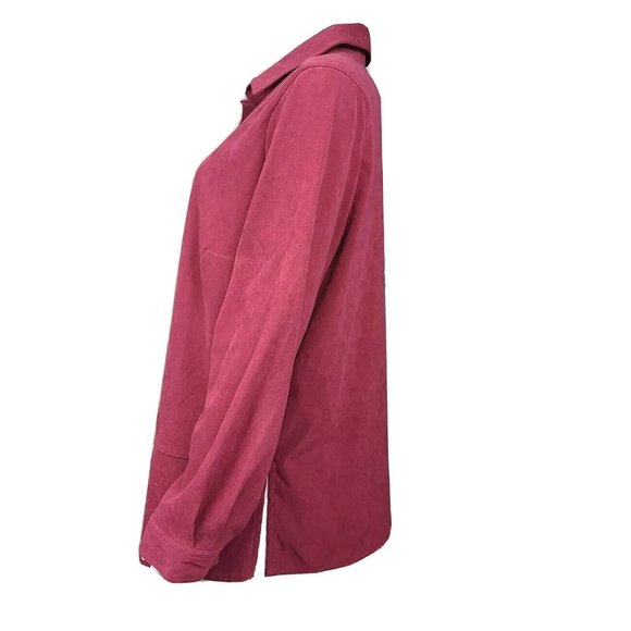 CROFT & BARROW Solid All Deep Pink Long Sleeve Button Front Shirt Womens Size 1X - Picture 2 of 7